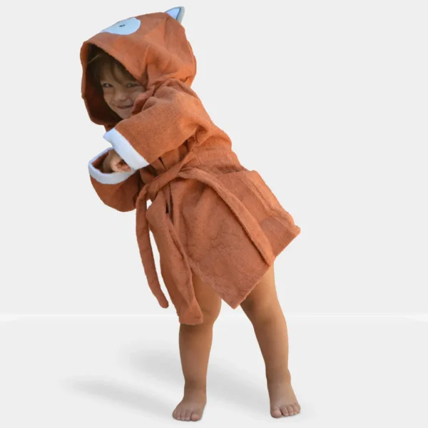 Baby Bathrobe Cotton Orange Fox - Image 2