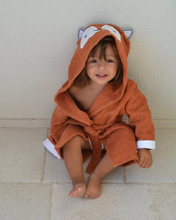 Baby Bathrobe Cotton Orange Fox - Image 5