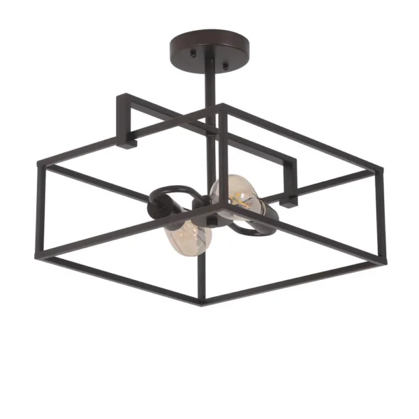 CHLOE Lighting NOLAN Farmhouse 2 Light Oil Rubbed Bronze Square Semi-Flush Ceiling Pendant 14" Wide - Image 3