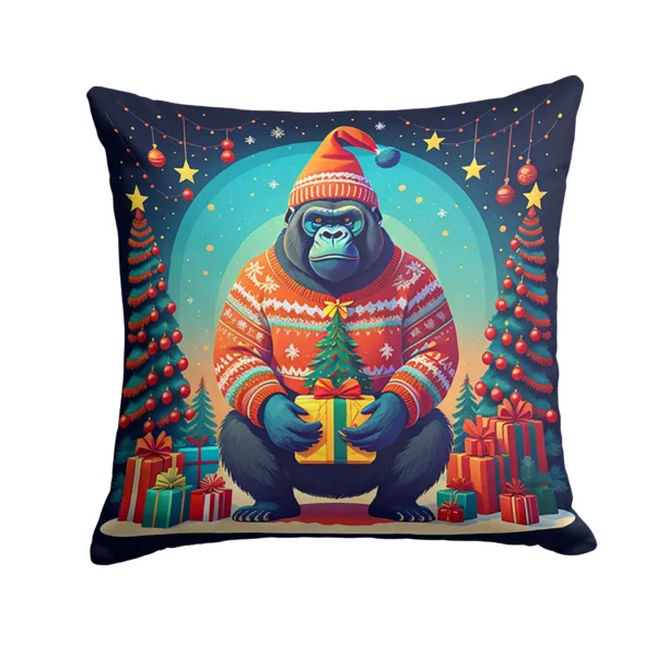 Gorilla Christmas Throw Pillow