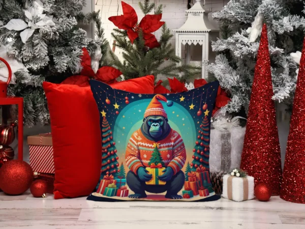 Gorilla Christmas Throw Pillow - Image 2