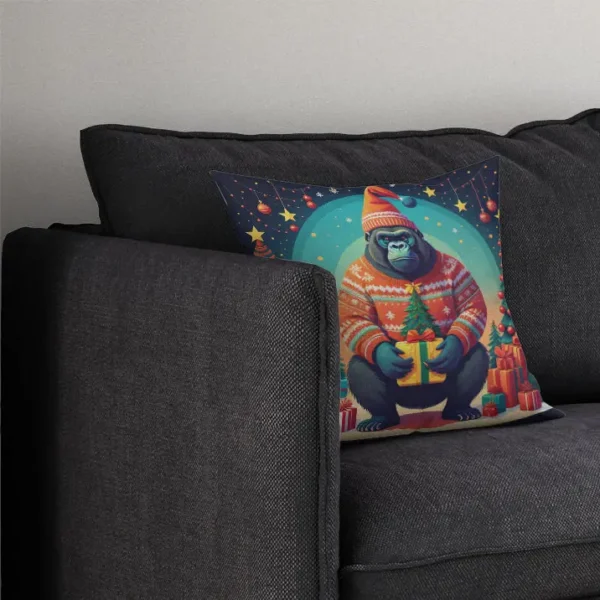 Gorilla Christmas Throw Pillow - Image 3