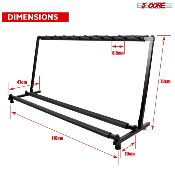 5Core Multi Guitar Rack Stand Floor 9 Slot Adjustable Flying V Guitars Holder - Image 3