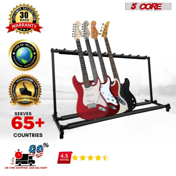 5Core Multi Guitar Rack Stand Floor 9 Slot Adjustable Flying V Guitars Holder - Image 8