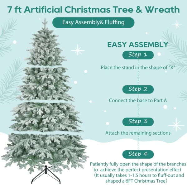 7ft Lighted Artificial Christmas Tree with Wreath Set of 2 , Christmas Tree Holiday Decoration, Creative Decorated Trees, Xmas Tree Christmas Decorations for Christmas - Image 4