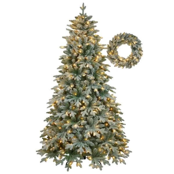 7ft Lighted Artificial Christmas Tree with Wreath Set of 2 , Christmas Tree Holiday Decoration, Creative Decorated Trees, Xmas Tree Christmas Decorations for Christmas - Image 9