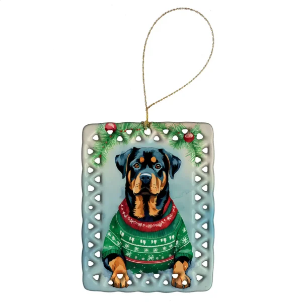 Rottweiler Christmas Porcelain Ornament